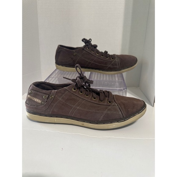 Skechers Casual‎ Sneakers Brown Canvas Lace Up Comfort Shoes Men's - Picture 3 of 7